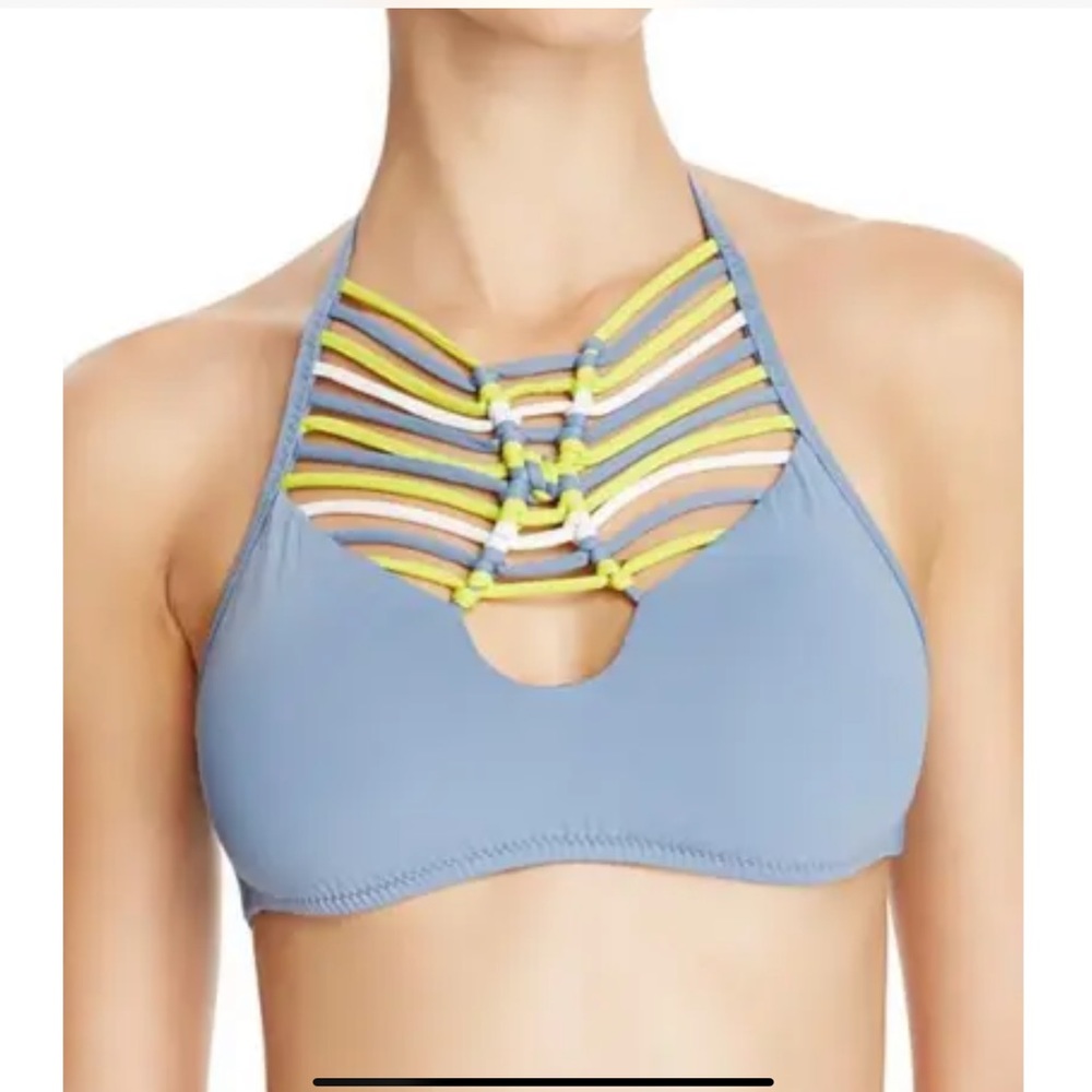 Becca Electric Current High Neck Bikini Swim Top